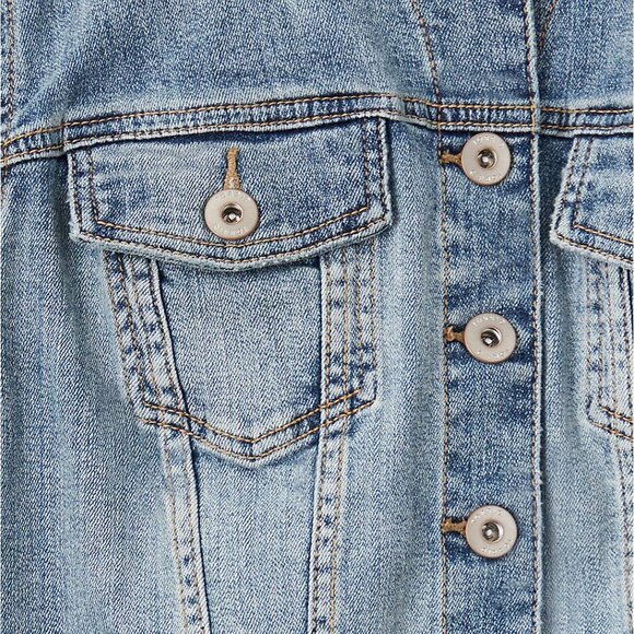 🆕 3X CROP COLLARLESS DENIM JACKET - LIGHT WASH - Picture 4 of 6